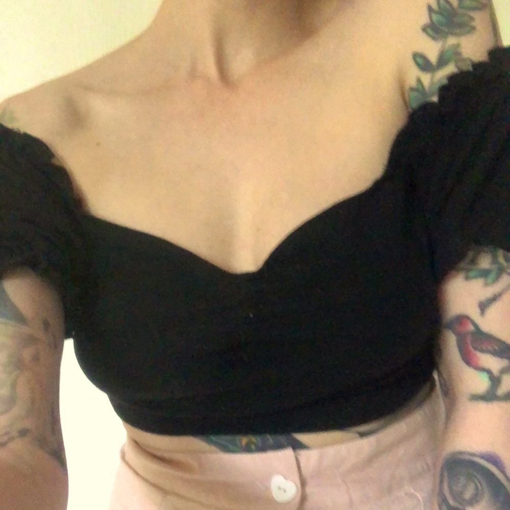 Black off the shoulder crop top